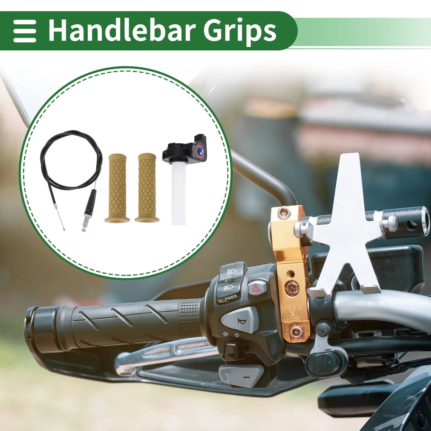 7/8" 22mm Hand Grips Rubber Khaki for Motorcycle