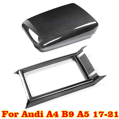2 x ABS Carbon Fiber Console Armrest Cover&Frame for Audi A4 B9 A5 (2017–2021)