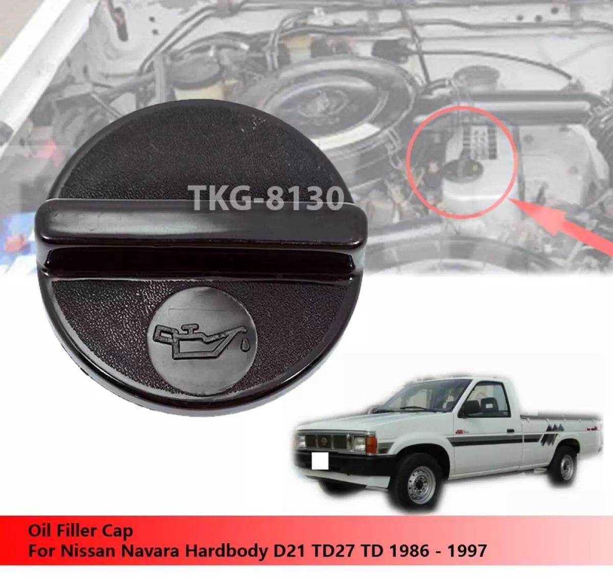 Oil Filler Cap for Nissan Navara D21 TD27 (1986-1997)