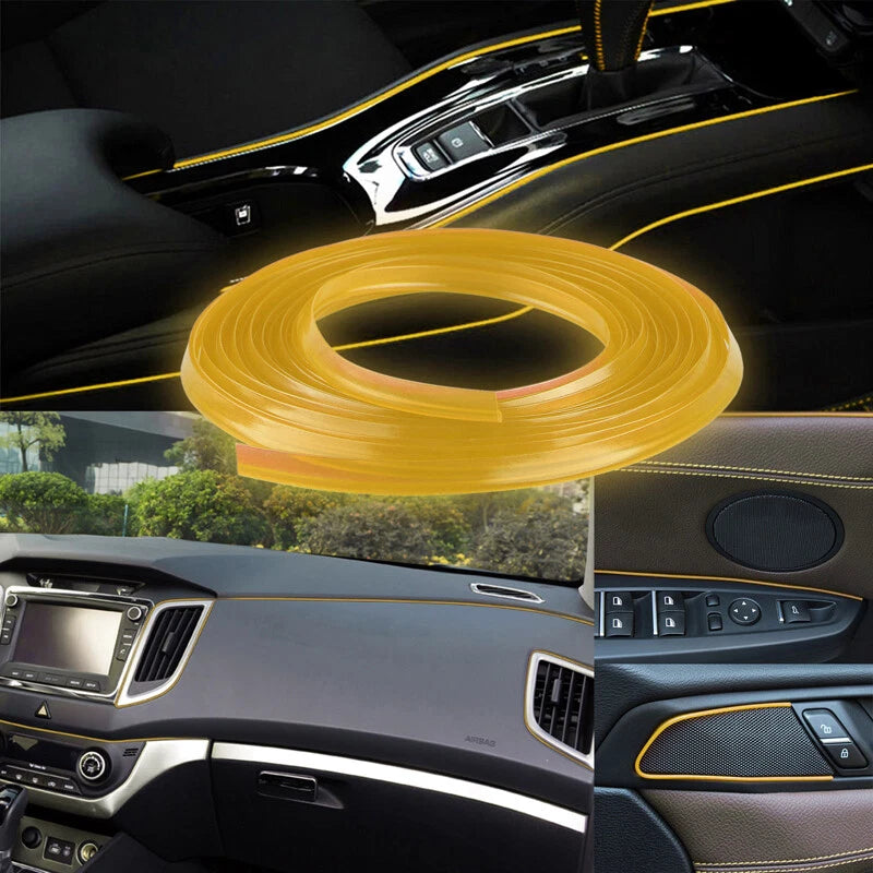 5M Yellow Car Interior Door Crack Edge Line Insert Molding Trim for Universal