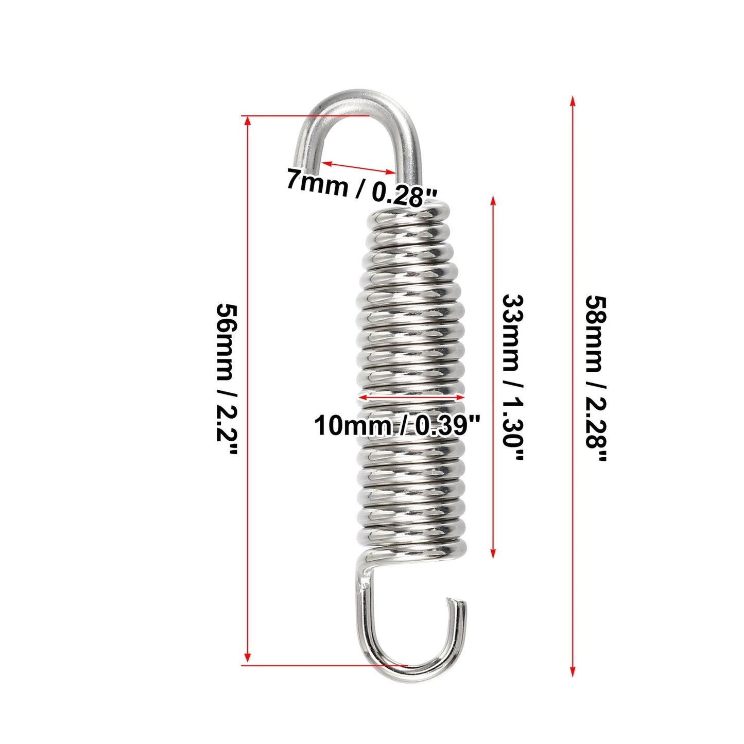 2 x Exhaust Pipe Spring / 58mm / Universal Stainless Steel for Motorcycle