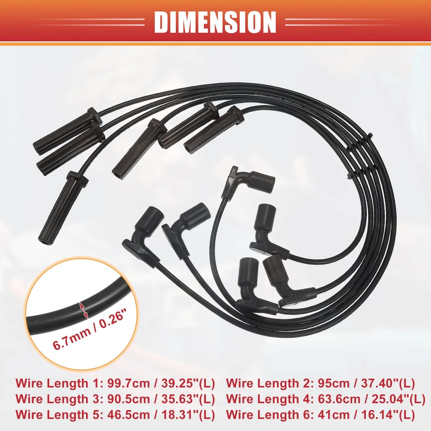 6 x Spark Plug Wire Ignition Coil Cable for Chevrolet Uplander