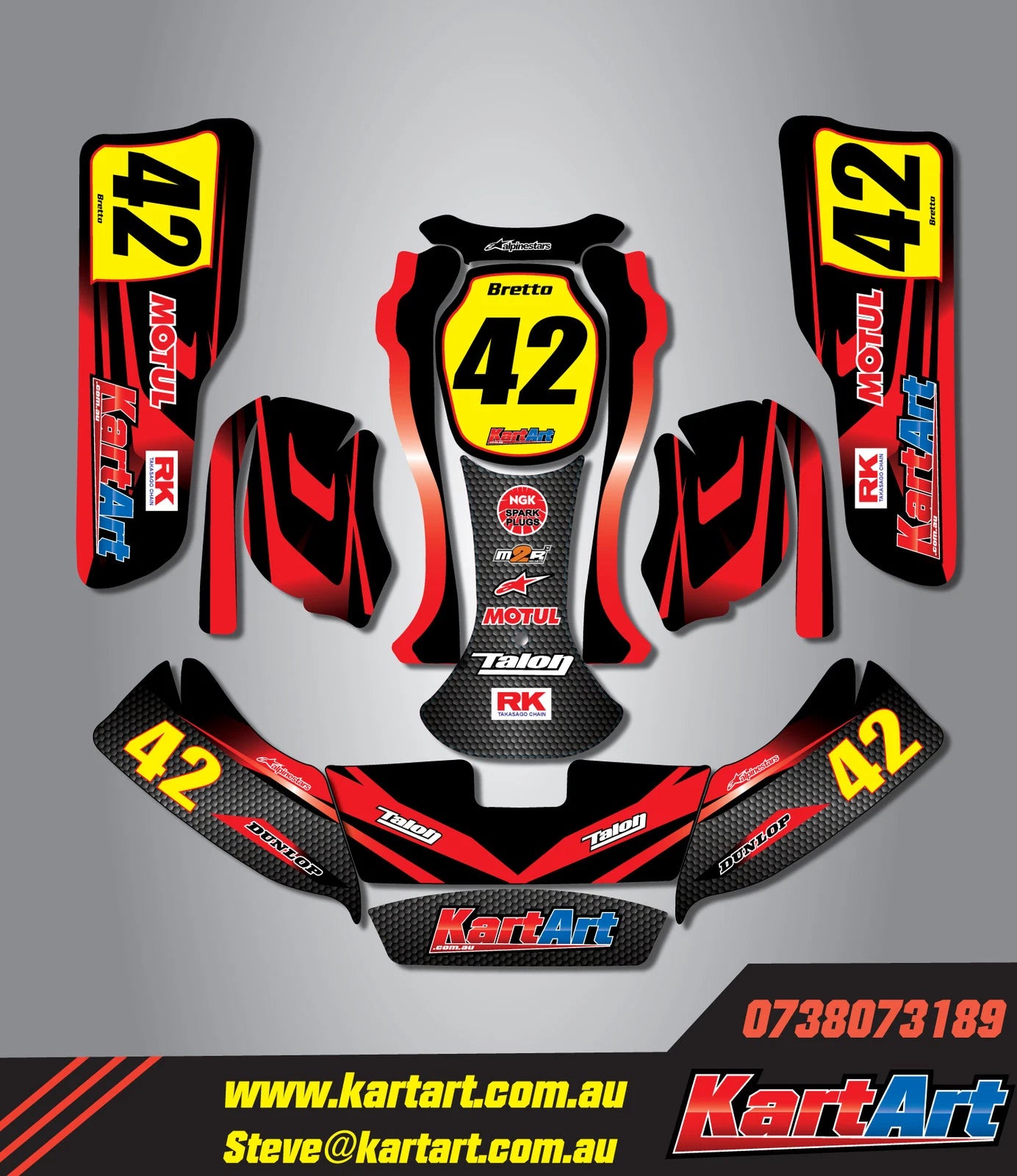 Custom KART ART Sticker Kit for CRG New Age 2 Thunder Style