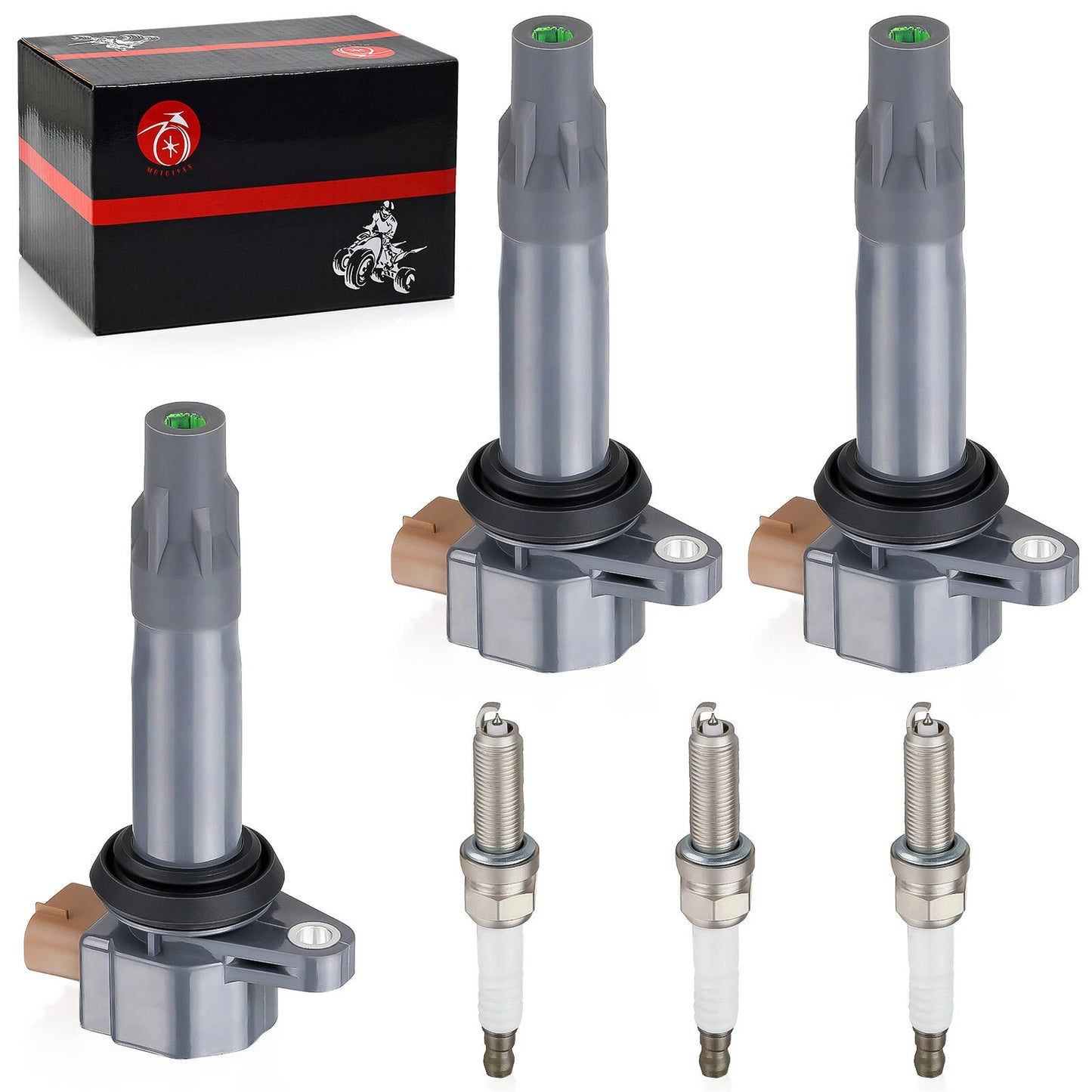 3 Pack Ignition Coil & Spark Plug for Can-Am Maverick X3 Turbo R 2017-2021