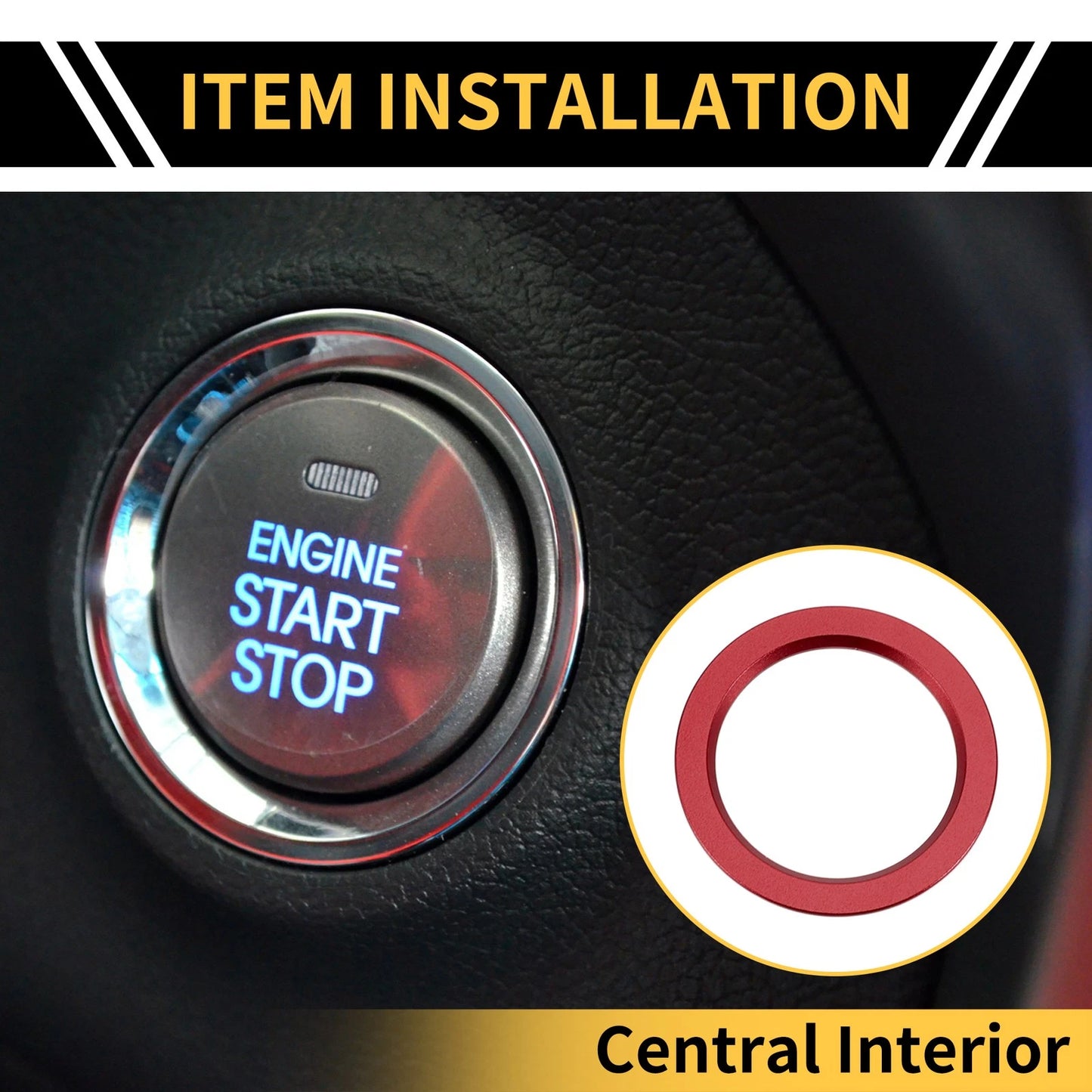 Engine Start Stop Button Switch Knob Cover Ring for Toyota Tacoma (2016–2023)