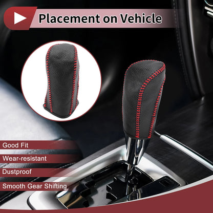 Red Faux Leather Gear Shift Knob Cover for Ford Fiesta (2009-2012)