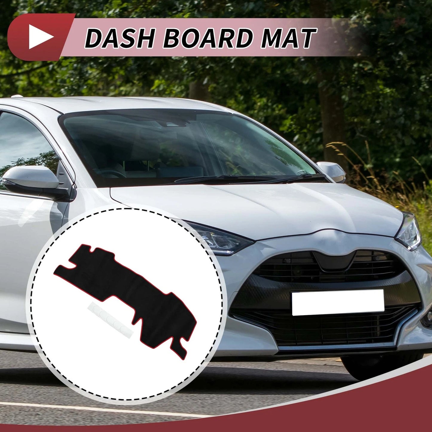 Dashboard Cover Mat for Toyota Yaris 2020-2024 Sun Protector Black Red
