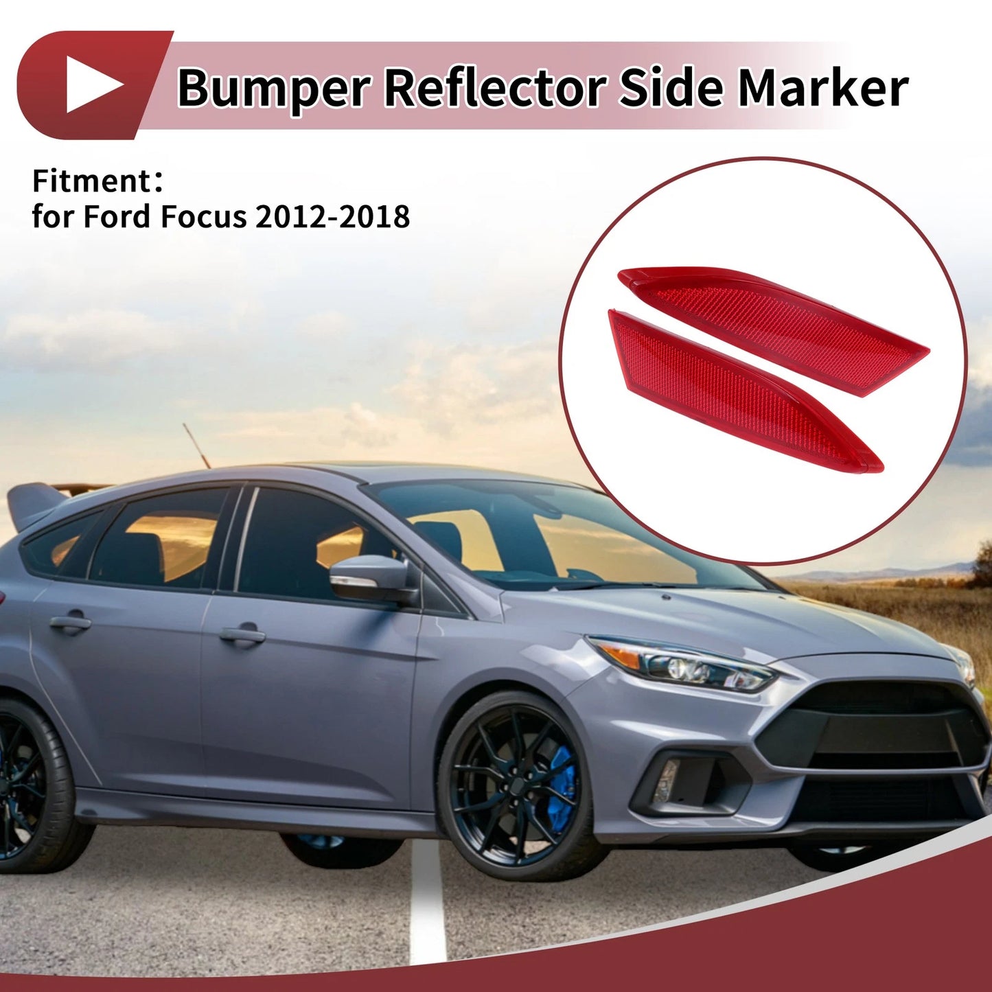 Rear Left & Right Bumper Reflectors for Ford Focus (2012-2018)