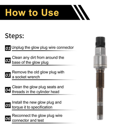 Glow Plug for Diesel Engine - Silver Tone Steel (Compatible with Various Models)