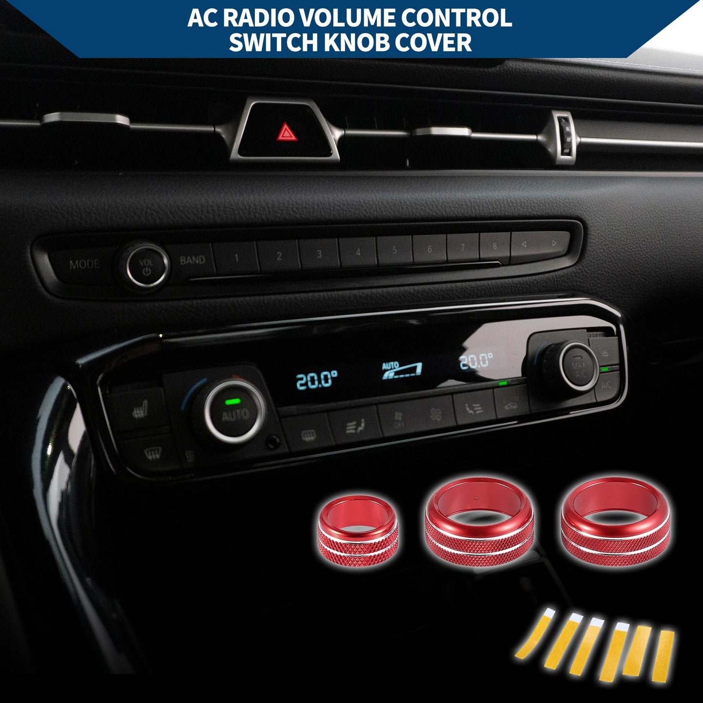 AC Radio Volume Switch Knob Cover Ring 3 x for Toyota Supra (2018–2022)