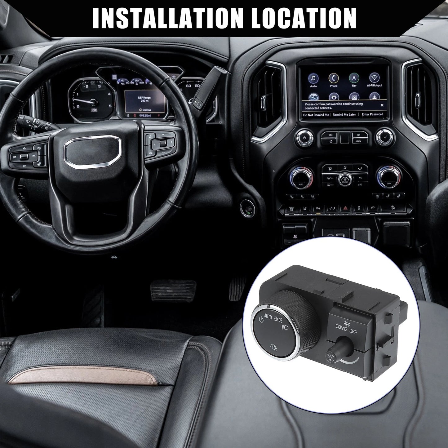Front Headlight Switch Replacement for Chevy GMC Black