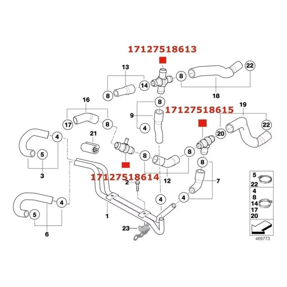Cooling Heater Hose Connector Set for MINI Cooper S R52 R53 (2002-2006)