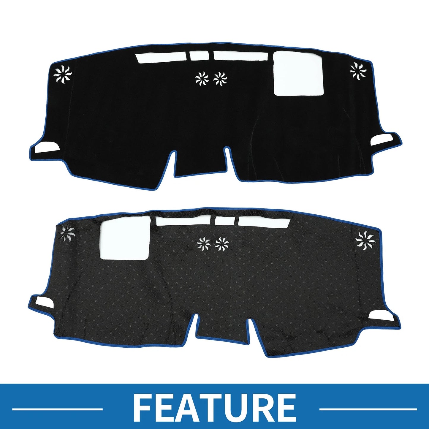 Dashboard Cover Mat for Toyota Sienna (2011-2023) - Sun Protector Pad Black Blue
