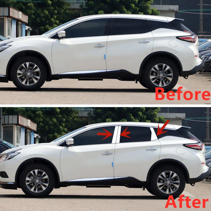 8Pcs Stainless Window Post Pillar Cover Trim for Nissan Murano (2015–2024)