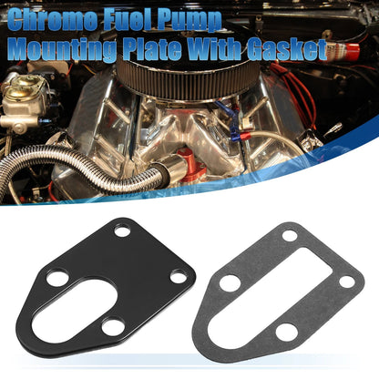 Set Fuel Pump Mounting Plate with Gasket for Chevy SBC 283 327 Engine Black