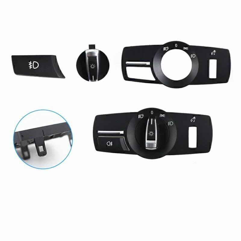 3 x Car Center Headlight Switch Button Panels for BMW 5 Series (2010-2017)