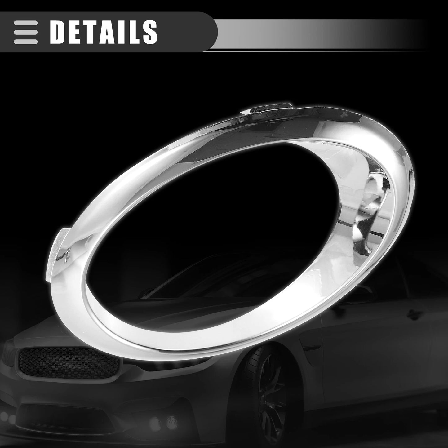 Left Right Fog Light Bezel Set for Ford (DS7Z17E811AA) Chrome Silver Tone