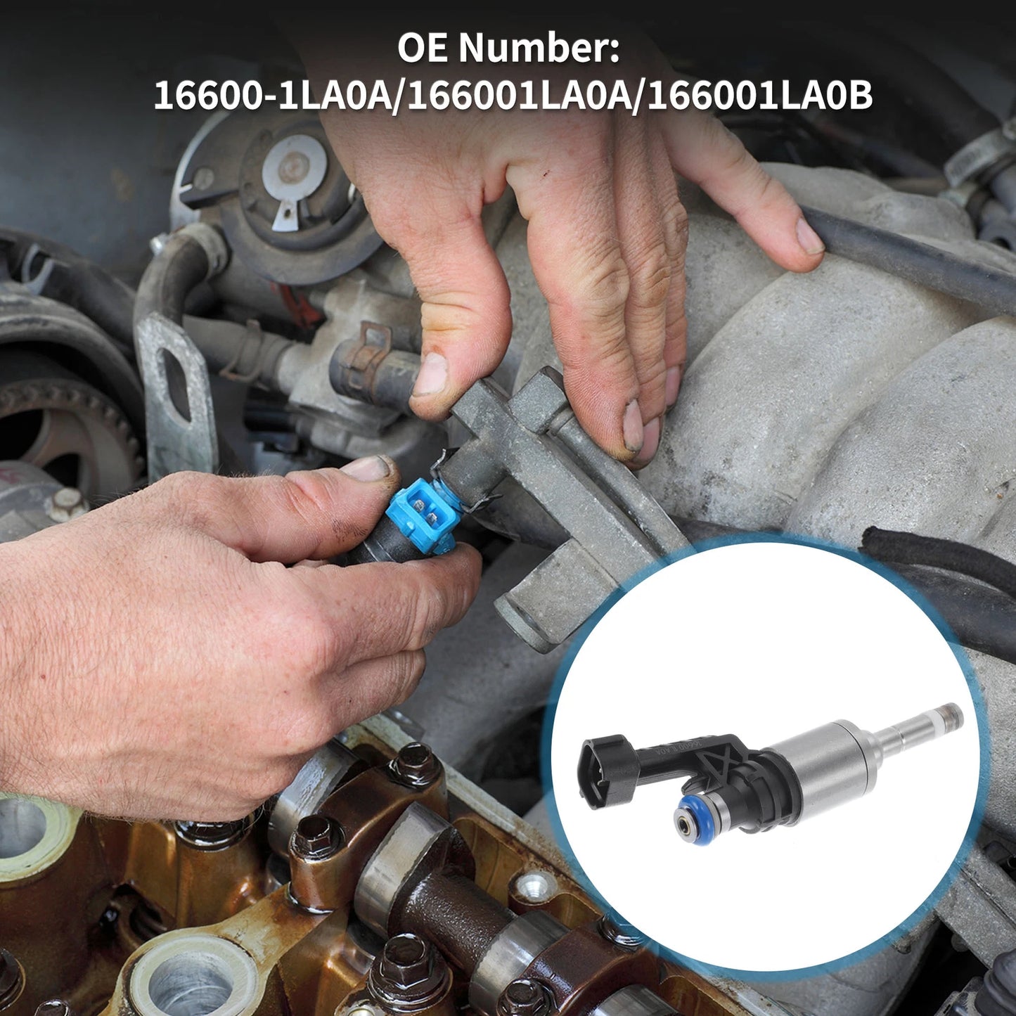 Fuel Injector 5.6 for Infiniti QX56 1 Pc Black Silver Tone (2011-2013)
