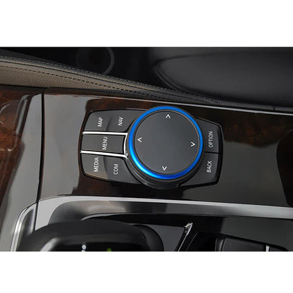 Blue Center Multimedia Controller Knob Cover Ring Trim fit For BMW 5 Serie 2011+