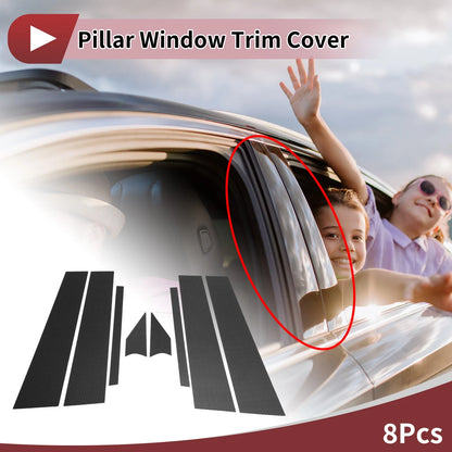Black Carbon Fiber Door Pillar Window Trim for Nissan Sentra (2020-2023)