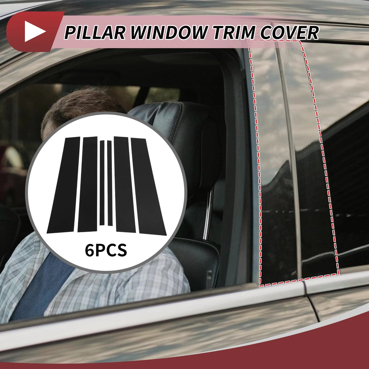 6 Pcs Door Pillar Window Trim for Nissan Titan (2017-2020) Black
