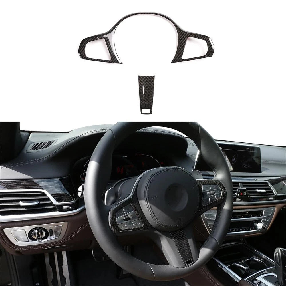 Carbon Fiber Steering Wheel Cover Trim for BMW 3 4 Series G20 G42 (2019-2023)