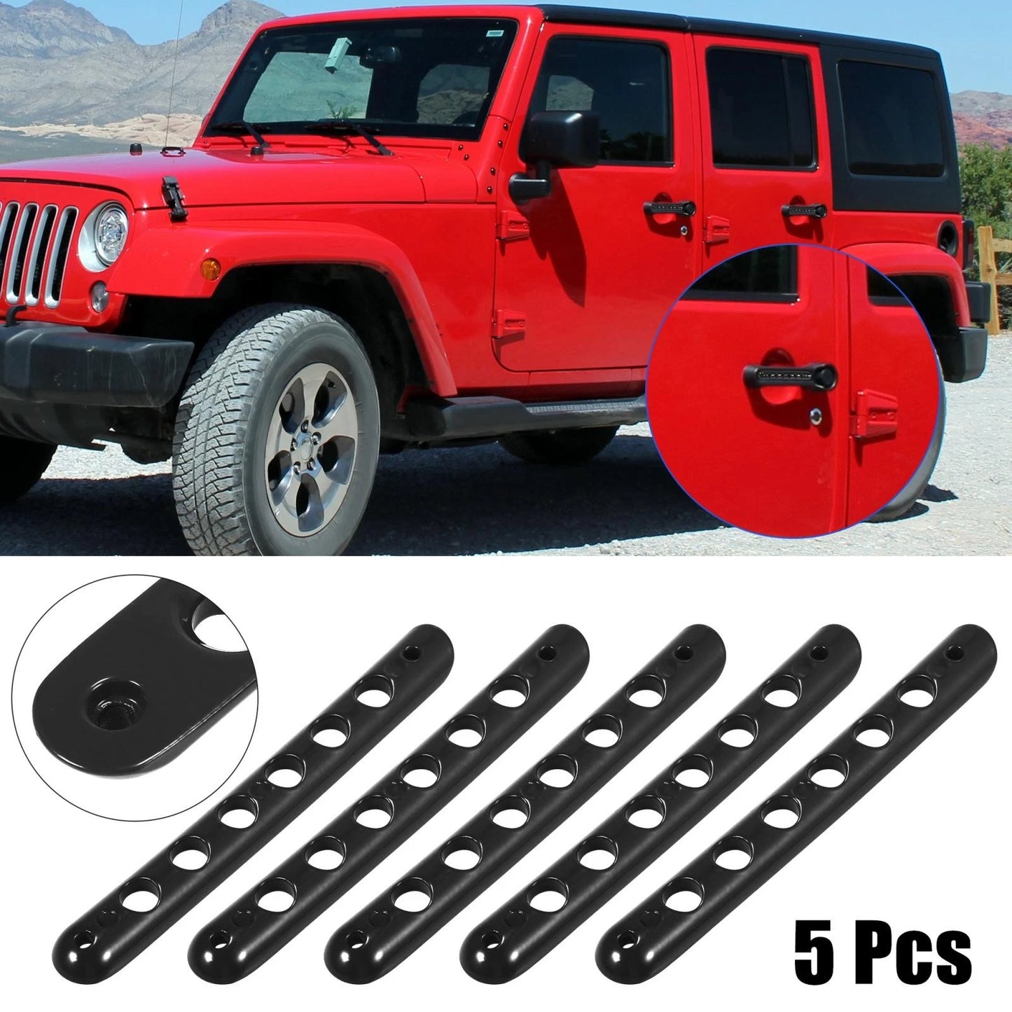 5 Pcs Black Door Handle Trim Covers for Jeep Wrangler JK (2007-2018)