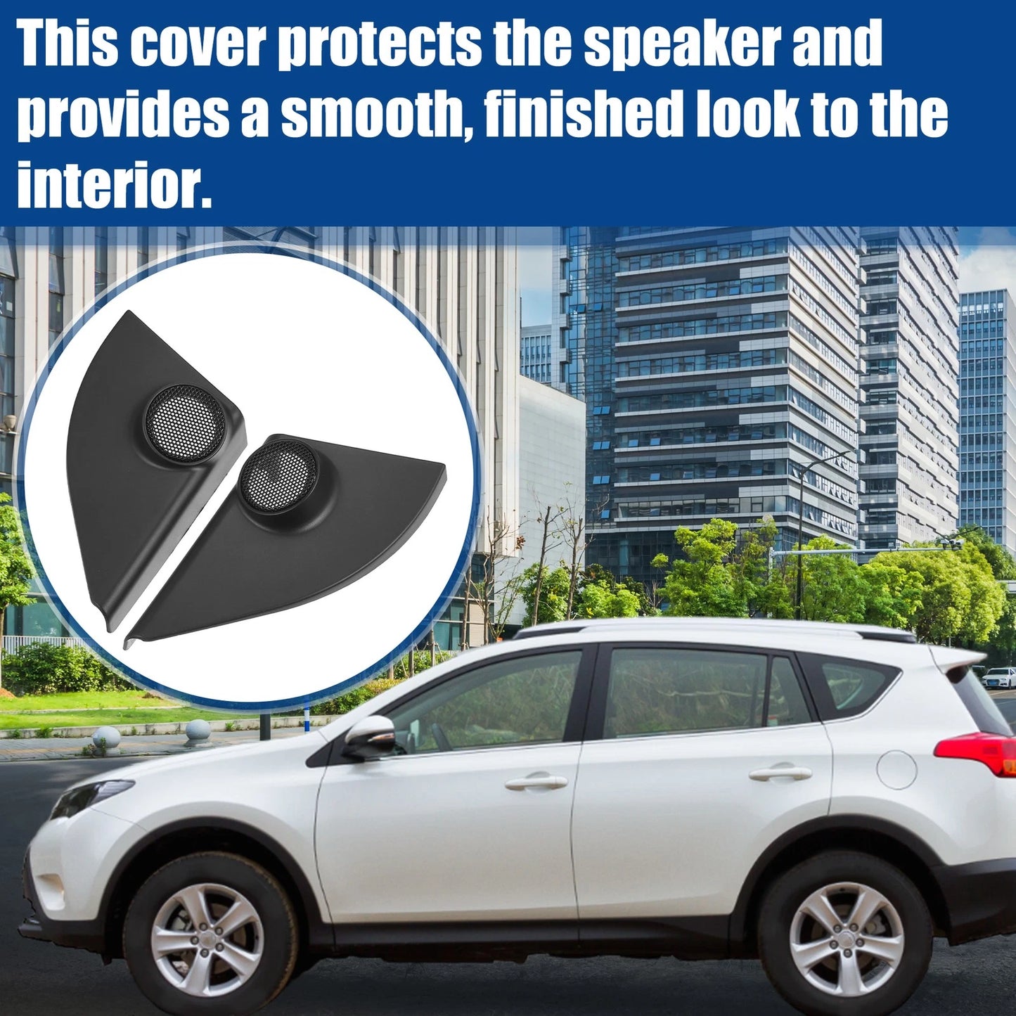 1x Pair Car Door Tweeter Speaker Cover Trim for Toyota RAV4 (2013–2018)