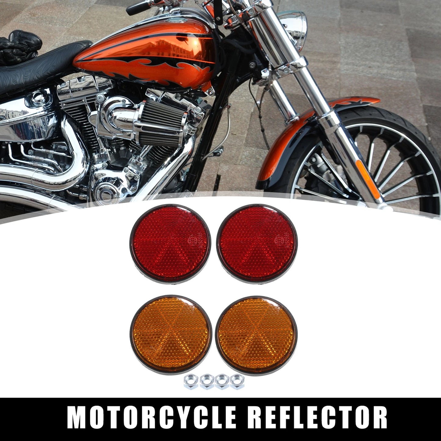 4pcs M6x1.0 Round Screw-On Reflective Warning Reflectors for Motorcycle