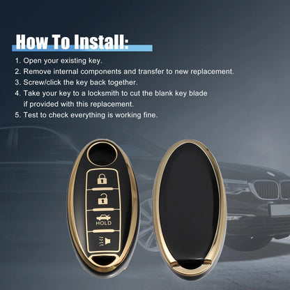 Silicone Car Smart Key Fob Case Cover INFINITI QX80 Protector Black