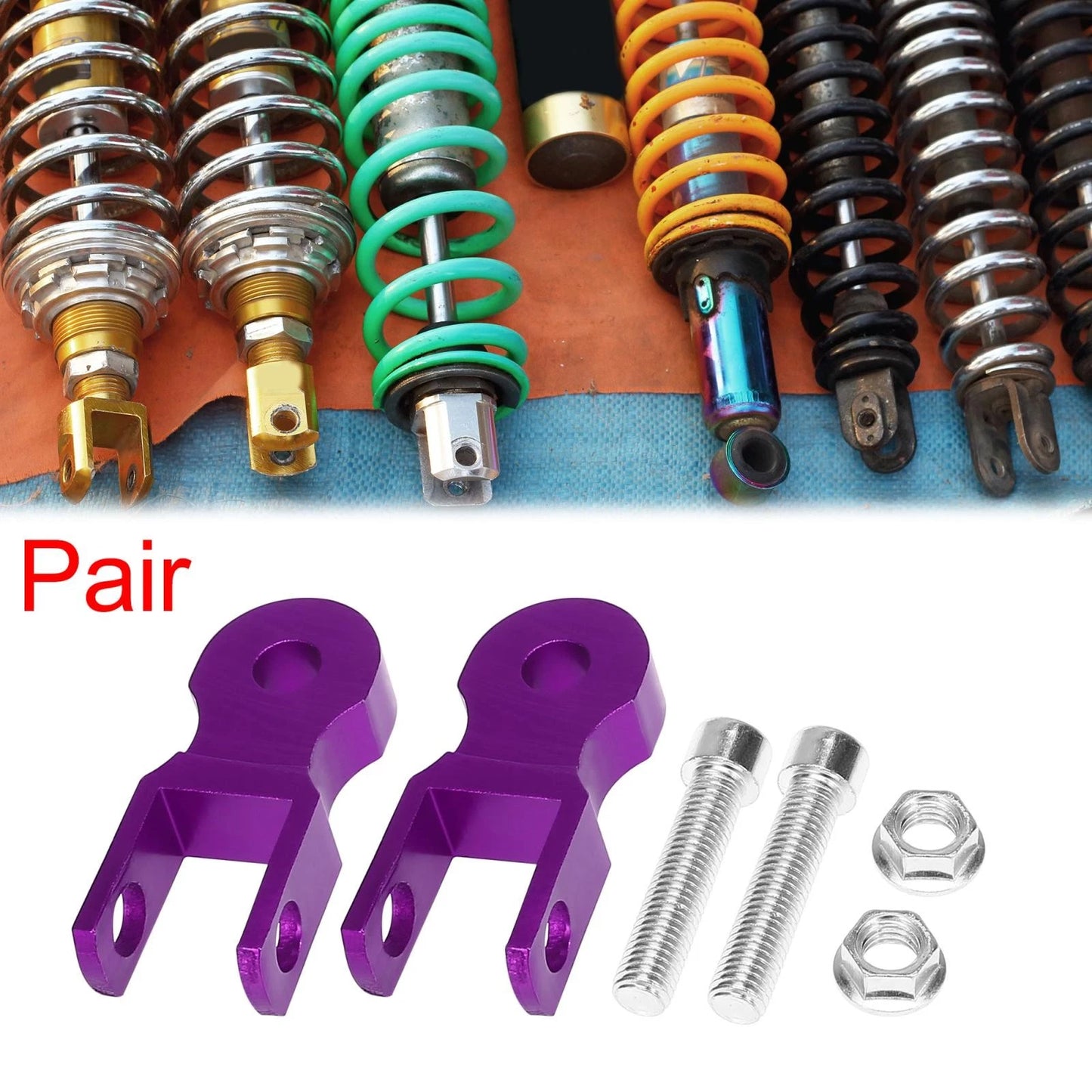 Pair 5cm Universal Motorcycle Rear Shock Absorber Riser Height Extension Purple