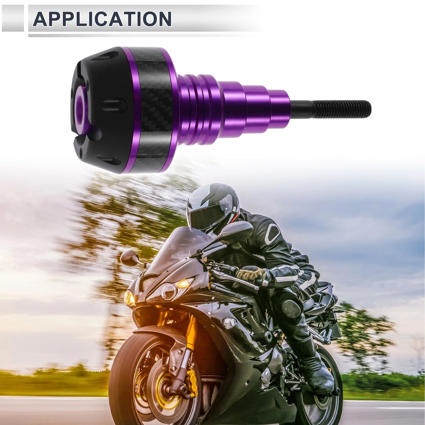 20mm Aluminum Alloy Plastic Motorcycle Slider Frame Purple Real Carbon Fiber