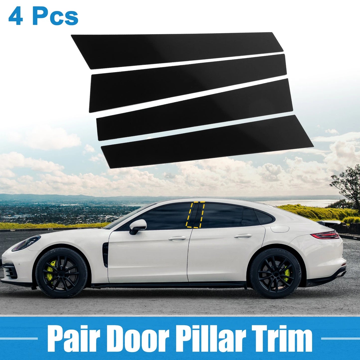 4x Windshield B Pillar Trim Exterior Garnish for Porsche Panamera Black