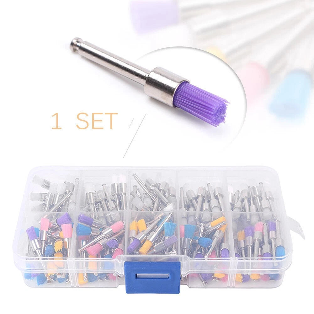 200PCS Dental Nylon Latch Polishing Brushes for Prophy - White/Colorful