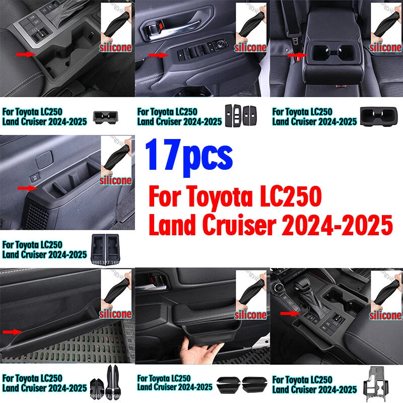 17pcs Silicone Door Pocket Storage Box for Toyota Land Cruiser LC250 (2024–2024)