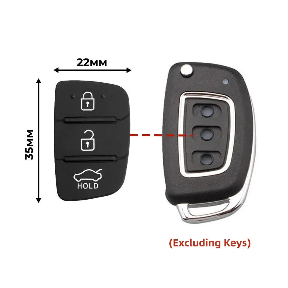 Silicone Key Shell Button Pad 3 x Buttons for Hyundai Sonata, Elantra (2011-2020)