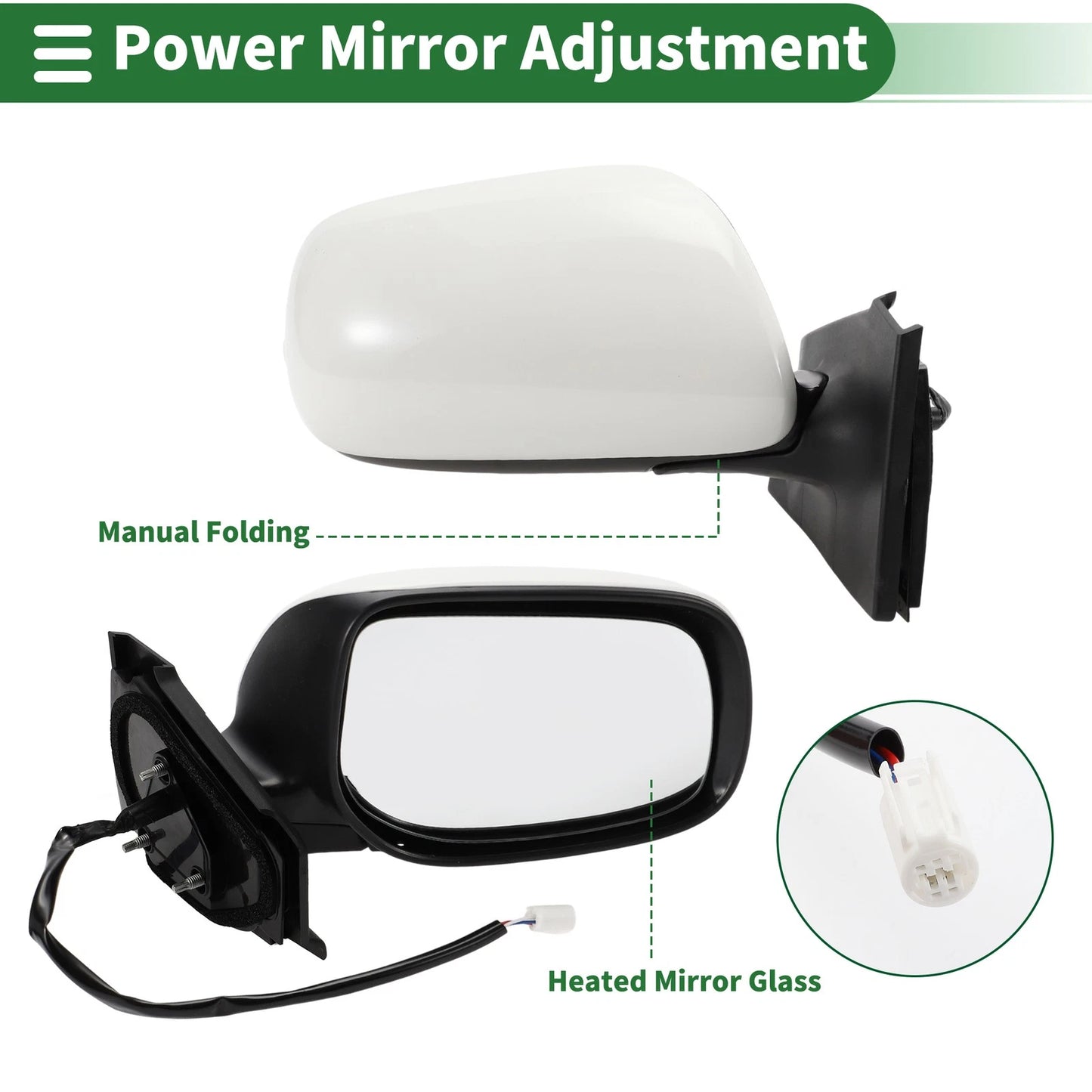 Right Side Door Mirror for Toyota Yaris Hatchback Manual Folding (2006-2011)