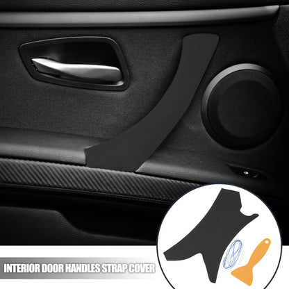 Left Side Door Handle Cover for BMW 3 Series Faux Leather Black
