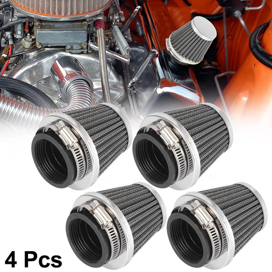 4pcs 44mm Motorcycle Air Filter Cleaner Round Tapered Black for Motorcycle
