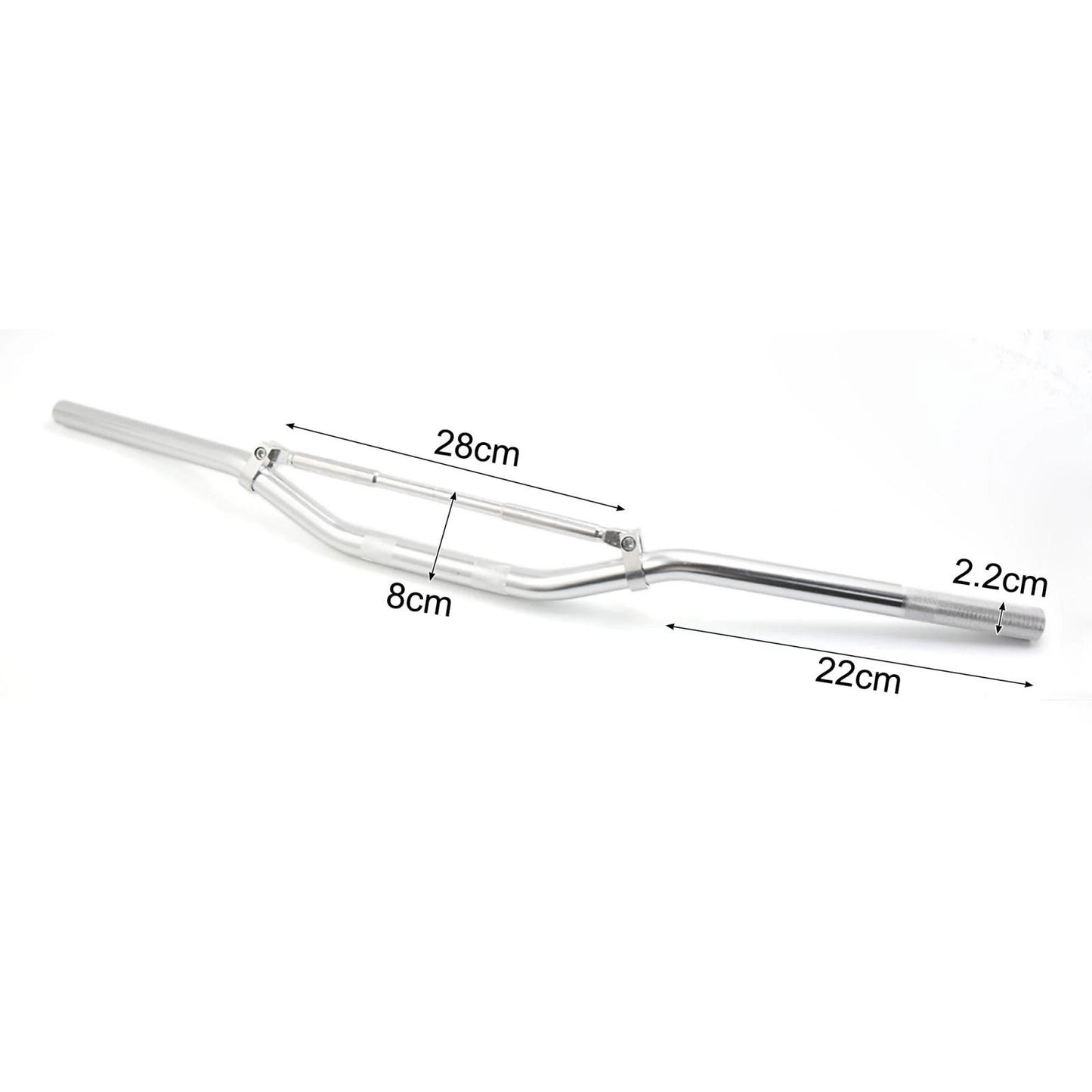 7/8" Silver Tone Aluminum Alloy Handlebar With Cross Bar for Motorcycle Motocross