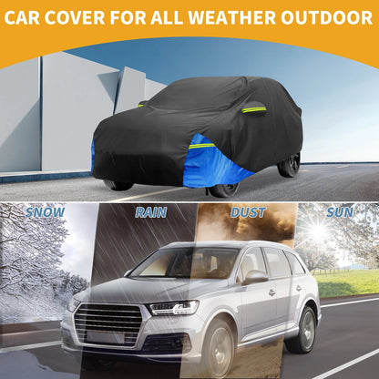 Waterproof Car Cover with Door Zipper 210D Oxford Cloth Black for Toyota RAV4
