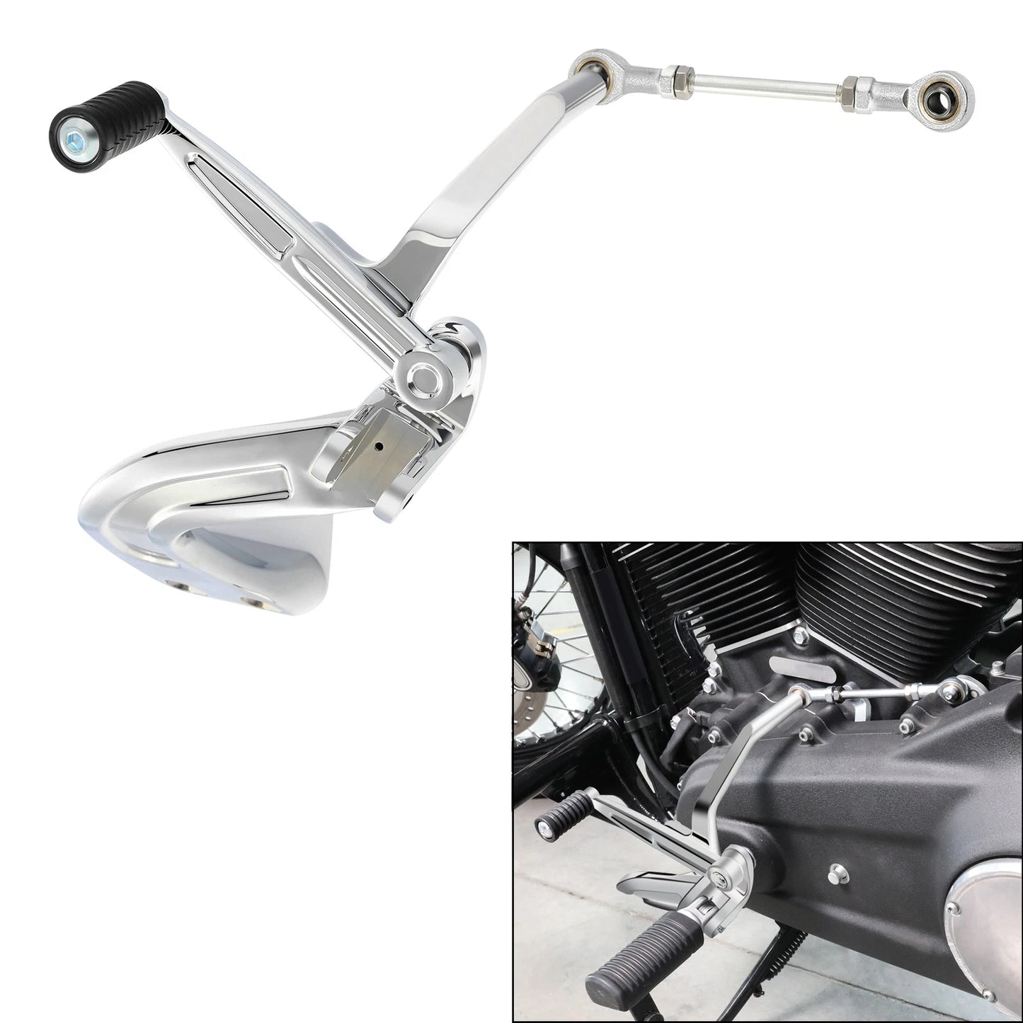 Chrome Mid Control Shift Side Set for Harley Sport Glide, Fat Bob, FXDR (18-25)