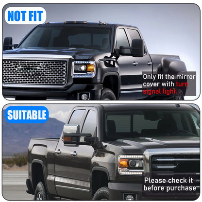 4 x Chrome Tow Mirror Cover Caps for 2014-2019 Chevy Silverado GMC Sierra