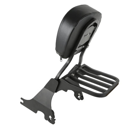 Chrome/Black Backrest Sissy Bar Luggage Rack for Harley Sportster (2004-2022)