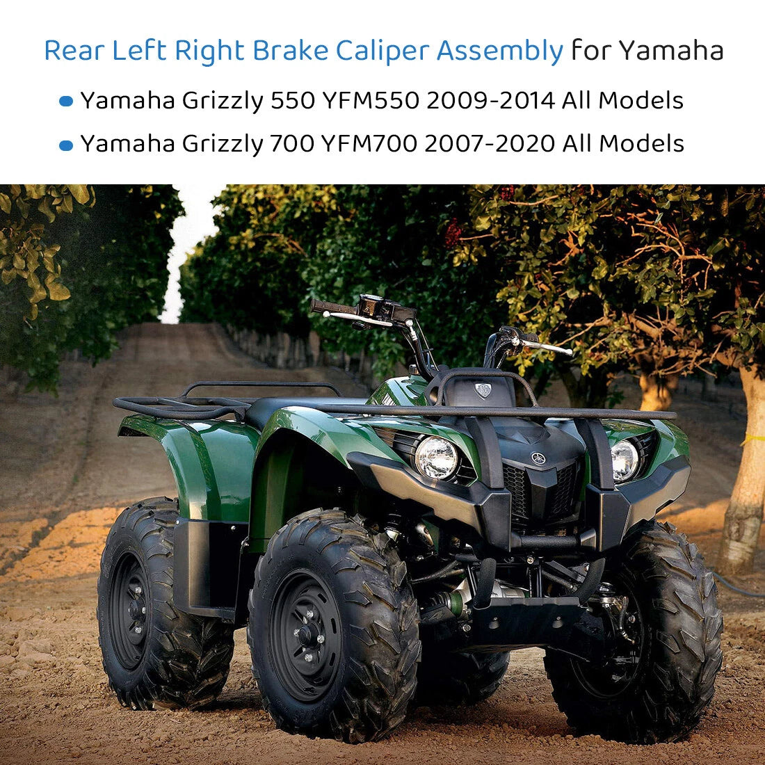 Rear Left Right Brake Caliper & Pads for Yamaha Grizzly 700 (2007–2018)