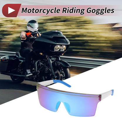 Goggles for Motorcycle Blue Lens White Frame PC Cycling Sunglasses