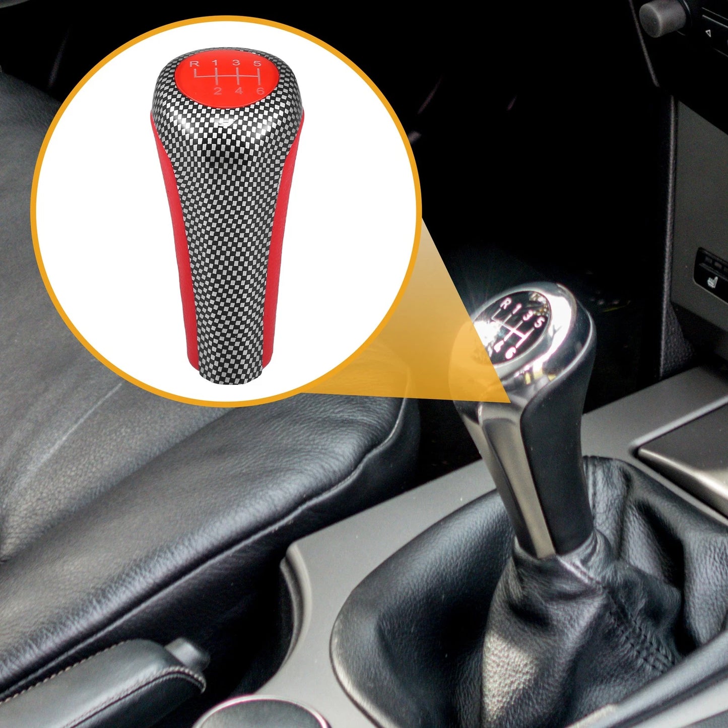 6 Speed Gear Shift Knob for BMW 435i (2014-2016) - Inner Shifter Knob Red