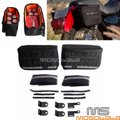 Waterproof Luggage Bag Saddlebags w/ Reflectors for Harley Softail Dyna
