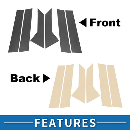 6pcs Door Pillar Window Trim for Ford Mondeo (2008-2013) Carbon Fiber Black