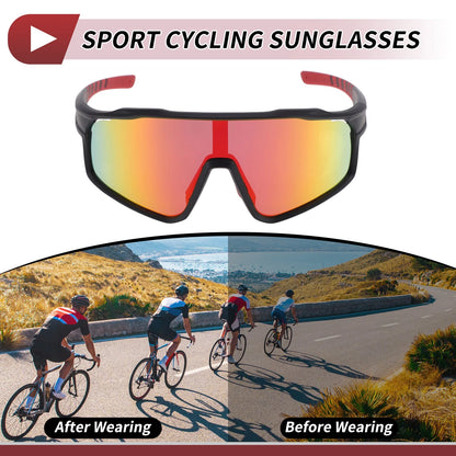 Motorcycle Riding Goggles Red Lens Black Frame Tri-Acetyl Cellulos